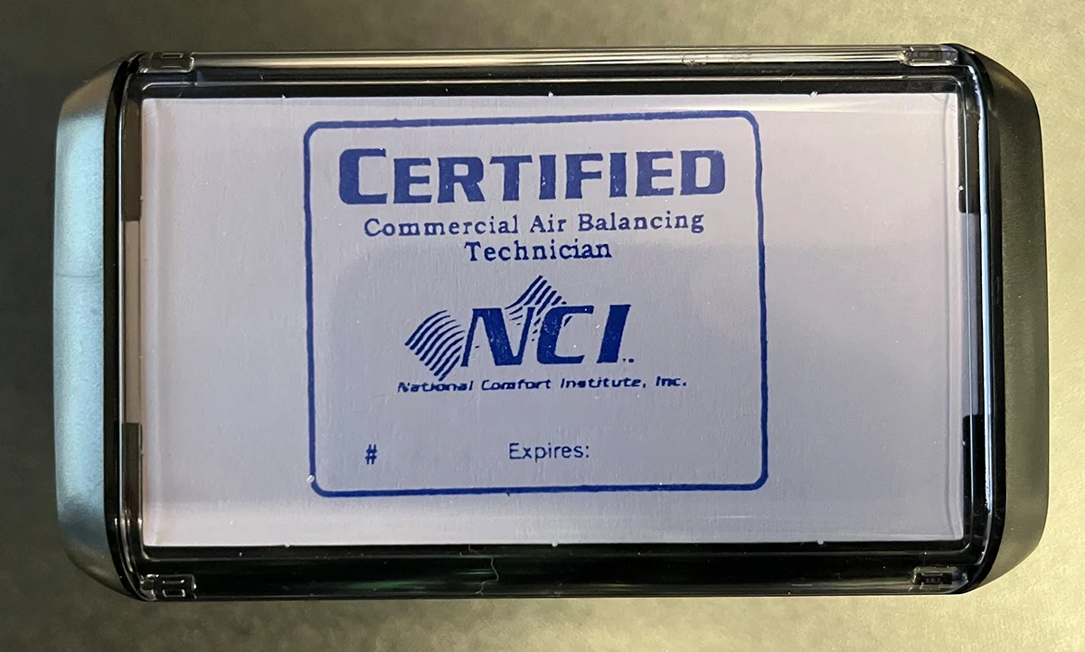 Commercial Air Balancing Stamp top view